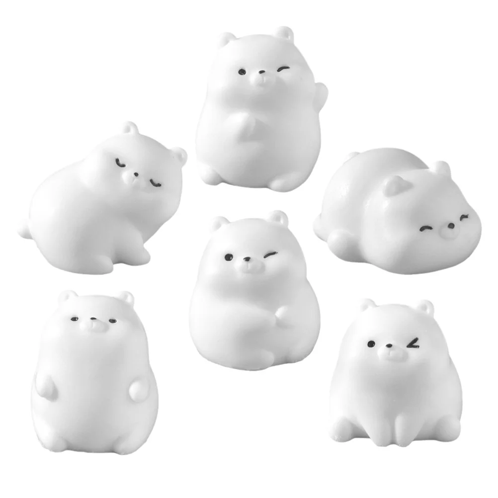 6 قطعة تماثيل الدب الصغيرة الراتنج مشهد الثلج واقعي التماثيل الشتوية سطح المكتب الحلي زينة عيد الميلاد استخدام المكتب المنزلي #3