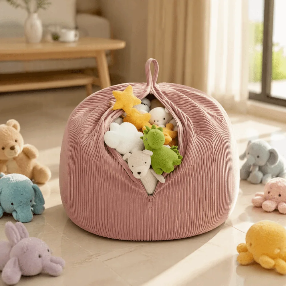 Corduroy Bean Bag Cover Washable Cover Removable Cover Beanbag Slipcover Single‑Seat Without Inner Filler Lazy Sofa Cover