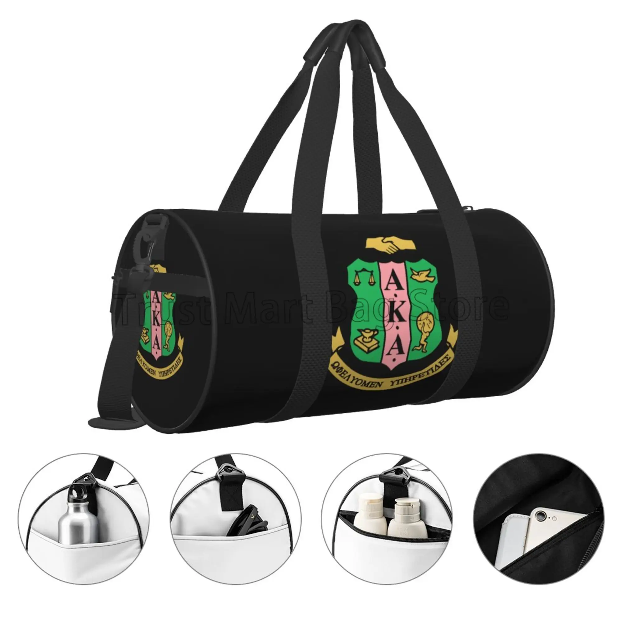 AKA sorority tisk cestovní duffel brašna vodotěsný sportovní joga brašnářské brašna víceúčelový weekender pytle duffle batoh pro ženy