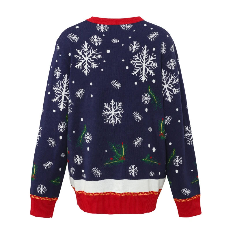 Winter Women's Christmas Sweater High-quality Snowflake Christmas Tree Round Neck Long Sleeved Knitted Sweater Cold Resistant