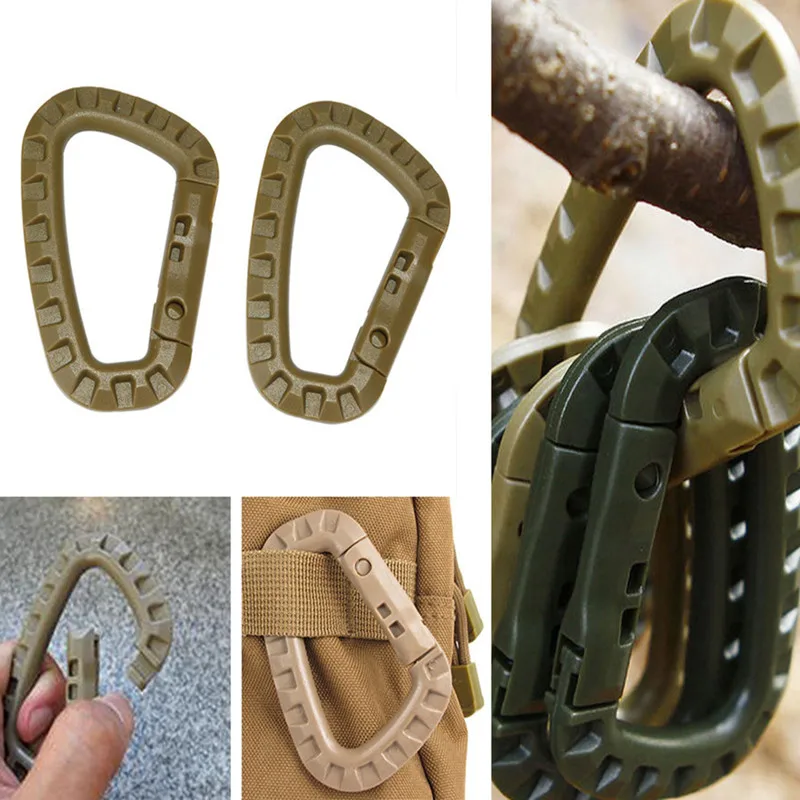 4Pcs Taktische Karabiner Set Kunststoff Stahl Schnell Haken Gurtband Grimlock Lock Schlüsselbund Schlüssel Kette Outdoor Rucksack Karabiner Schnalle – Detail 5