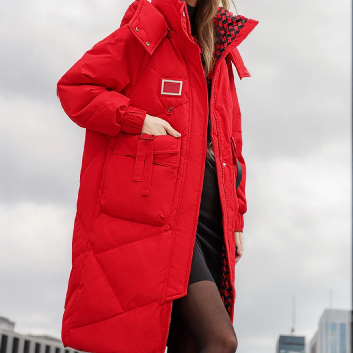 2024 Winter Women\'s Long Parkas Coats Female Detachable Hat 2 Pocket Cotton Jacket Women\'s Thicken Warm Jacket Women\'s Clothing