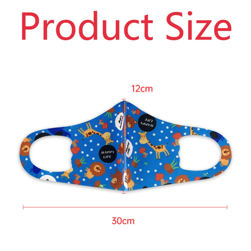 3PCs Kids Boys Girl Cotton Washable Filter Cartoon Mask Outdoor Dust-Proof Face Protective Mask Washable Reusable Mask