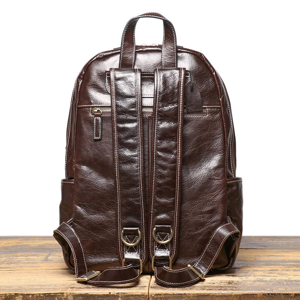 Nesitu 2024 Highend Vintage A4 Coffee Black Top Grain Genuine Leather 14'' Laptop Women Men Backpack Cowhide Travel Bags M3608