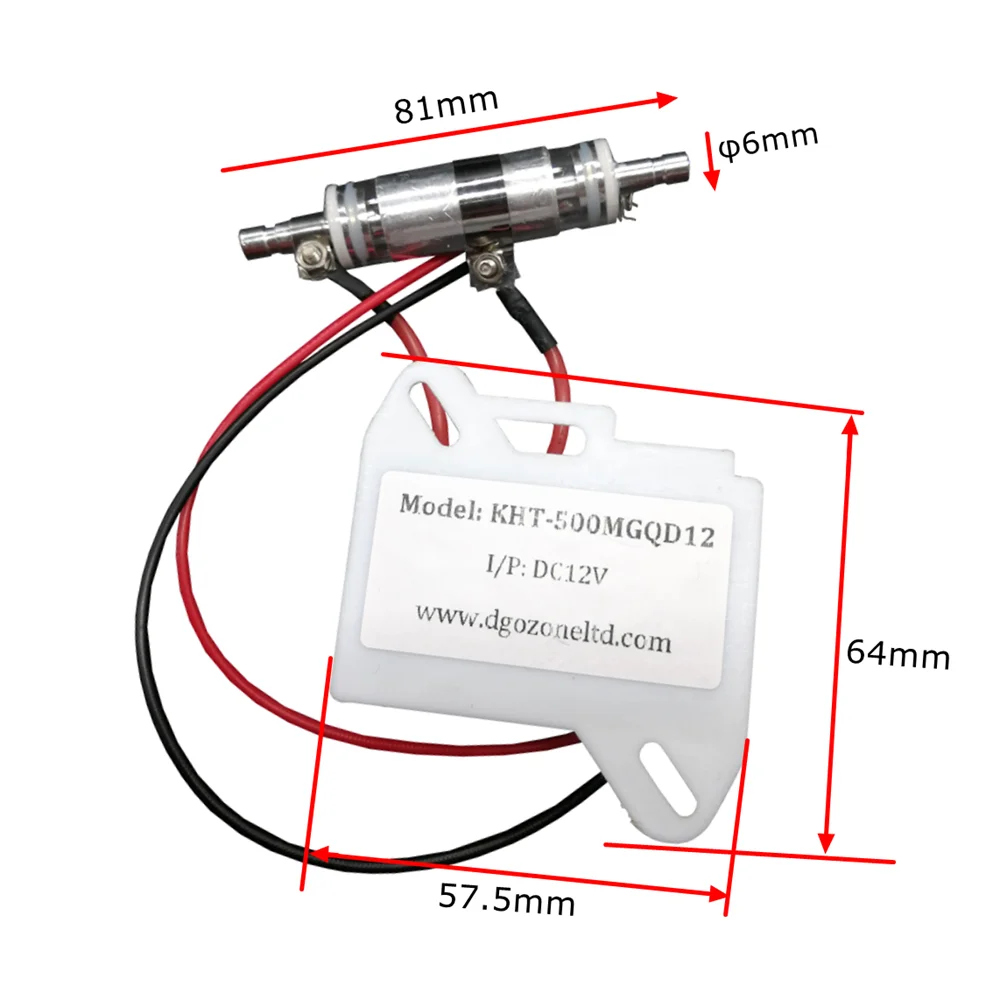 500MG Quartz Tube Ozone Generators DC12V for Air and Water Purifying Ozonoier KHT-500MGQD12
