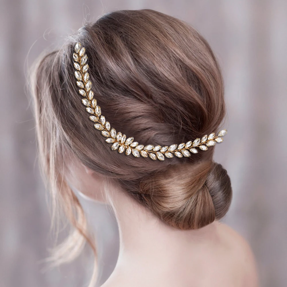 Hair Comb Golden Rose Gold Silver Headpiece Oval Rhinestone Hair Wedding Accessories Guest Wedding Headdress Bridal Headband