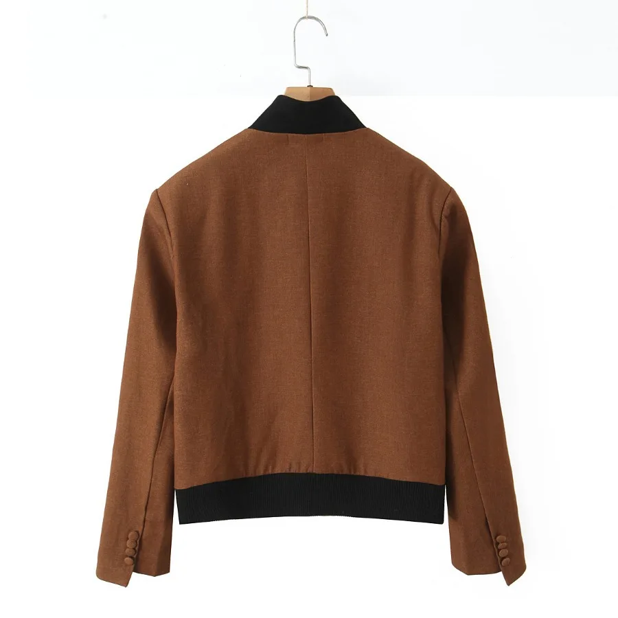 Femmes Vintage revers cou vestes tempérament manches longues poches veste courte 2025 automne dame Chic quotidien trajet vêtements d'extérieur