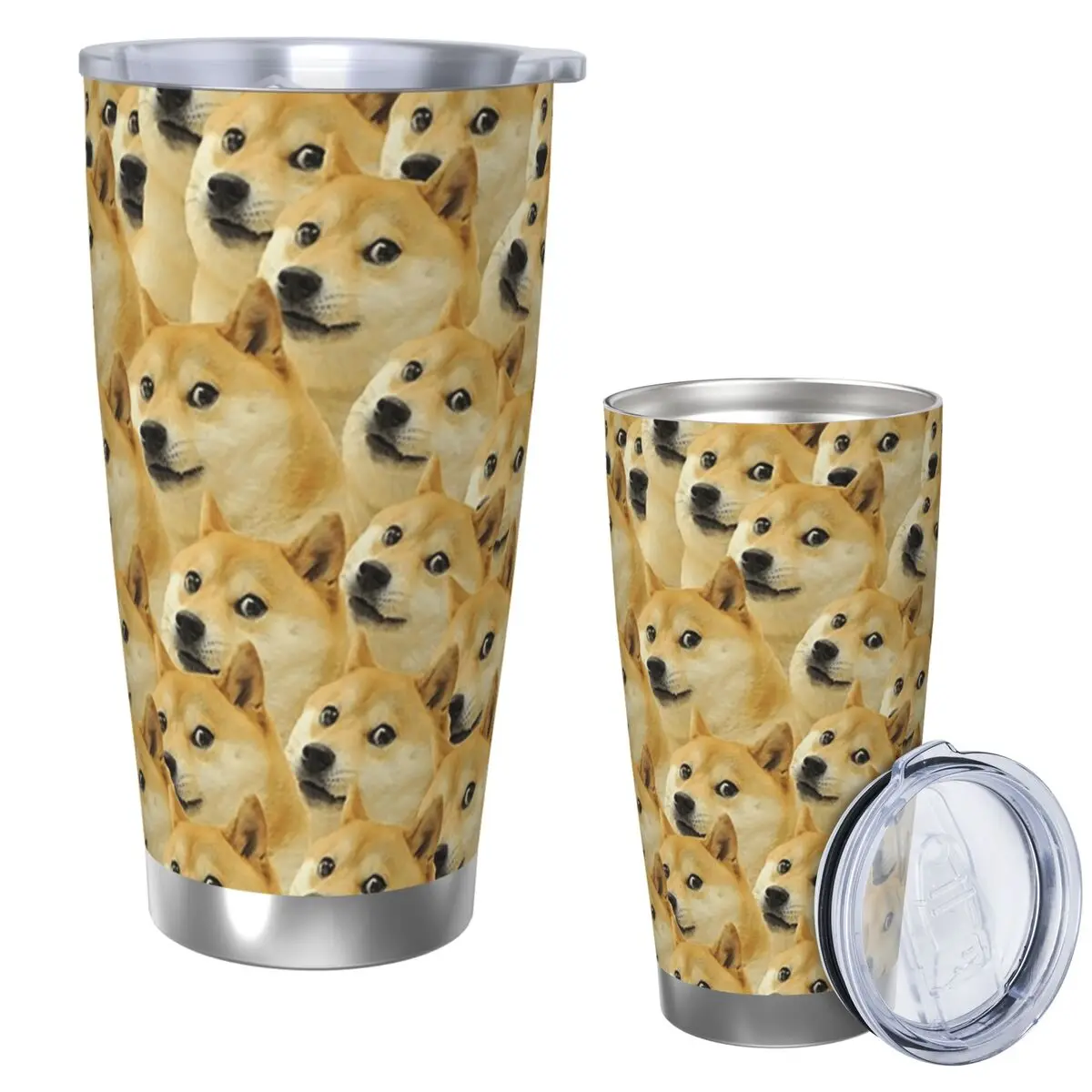 

Doge Wow Pattern Shiba Inu Doggo Dog Meme Montage Stainless Steel Tumbler Vacuum Insulated Mug Thermal Cold Cups Straws 20oz