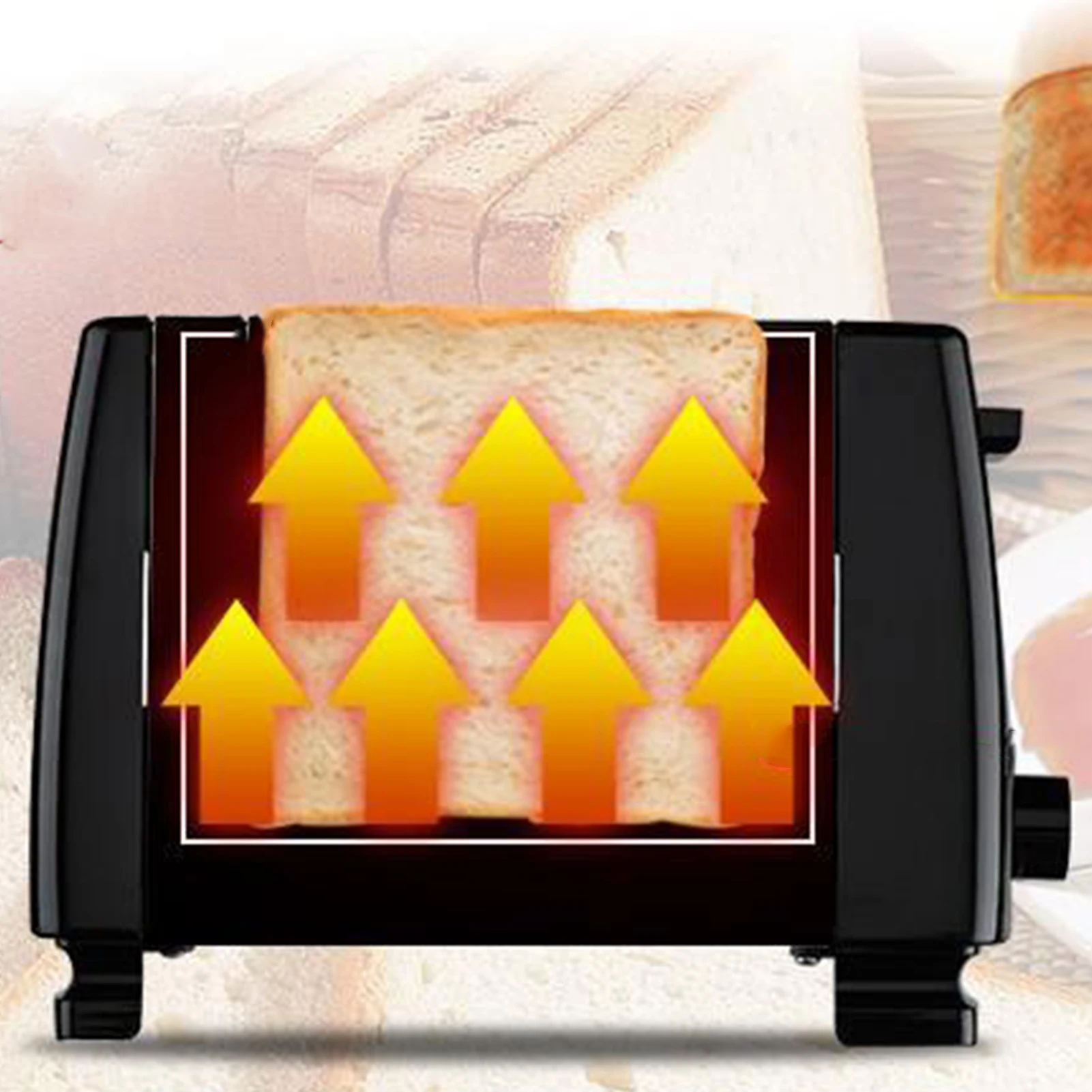 Household Automatic Bread Toaster Fast Heating 2 Slices Slots Bread Maker Cooking Stainless Steel Baking Breakfast Machine