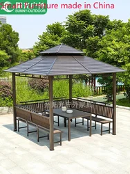 Sunshine outdoor iron pavilion galvanized sheet outdoor garden courtyard balcony leisure pavilion table and chair awning