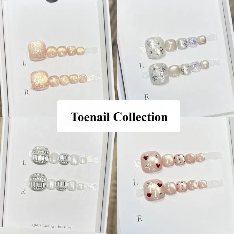 10Pcs Handmade Toenails One-Size-Fits-All Cat-Eye Toenails UV-Cured Everyday Use Press-On Nails—Perfect As A Gift for Girls