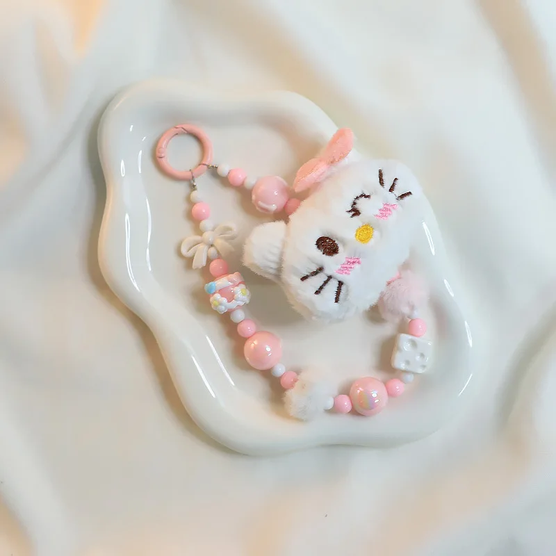 

Sanrio Kuromi keychain hand-painted beaded charm cute Anti-lost Wrist Strap Bracelet Earphone Case Bag accessories pendant gift