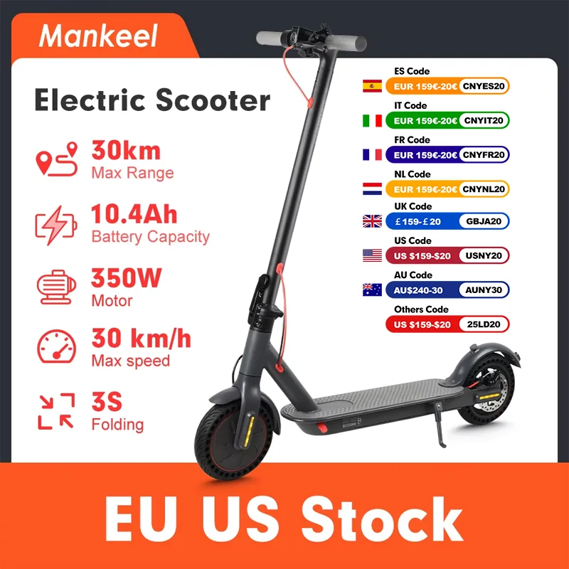 Mankeel 350W Foldable Electric Scooter for Adults Teens E Scooter Explosion-proof Tires,Dual Brake System Lightweight E-scooter