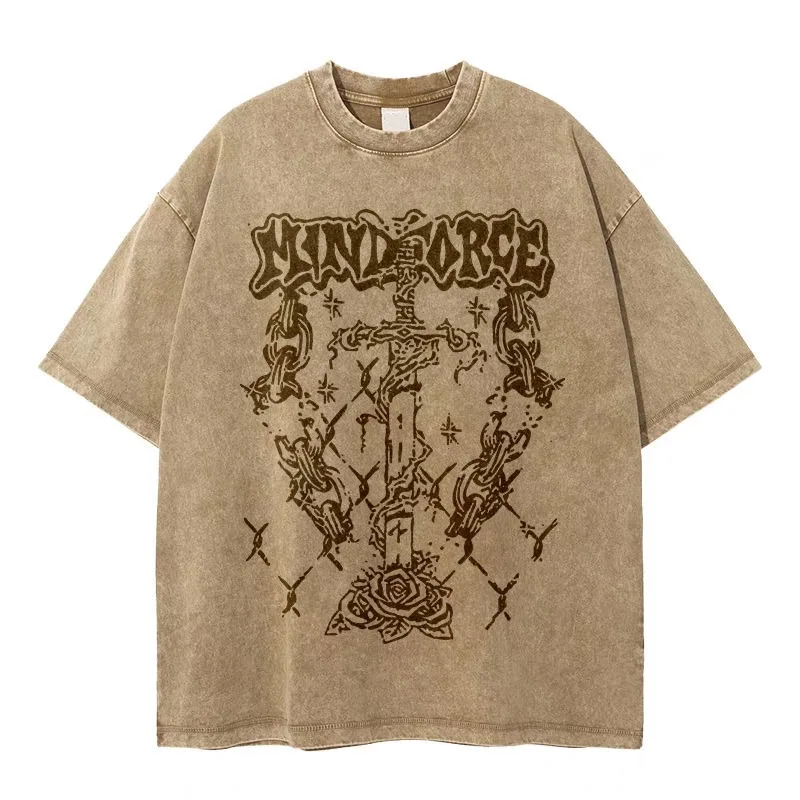 

European and American Minimalist Design Casual Retro Loose T-shirt for Men Summer New Y2k Hip-hop Harajuku Oversized Couple Tops