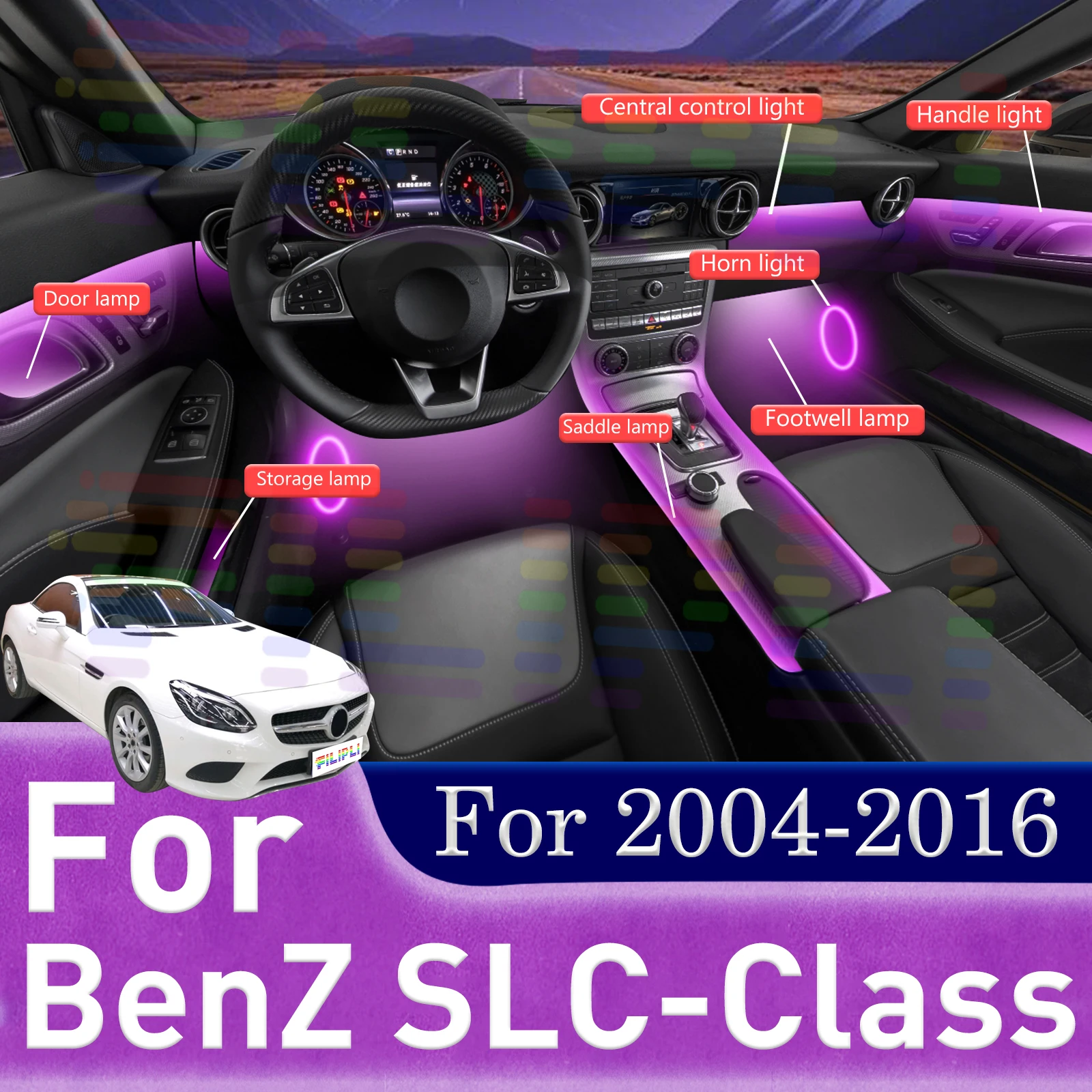 Für Benz SLC-Klasse R171 R172 Robuste, unsichtbare Auto-Umgebungs-LED-Streifen aus Acryl, APP-fähiger Multi-Tong-Shift