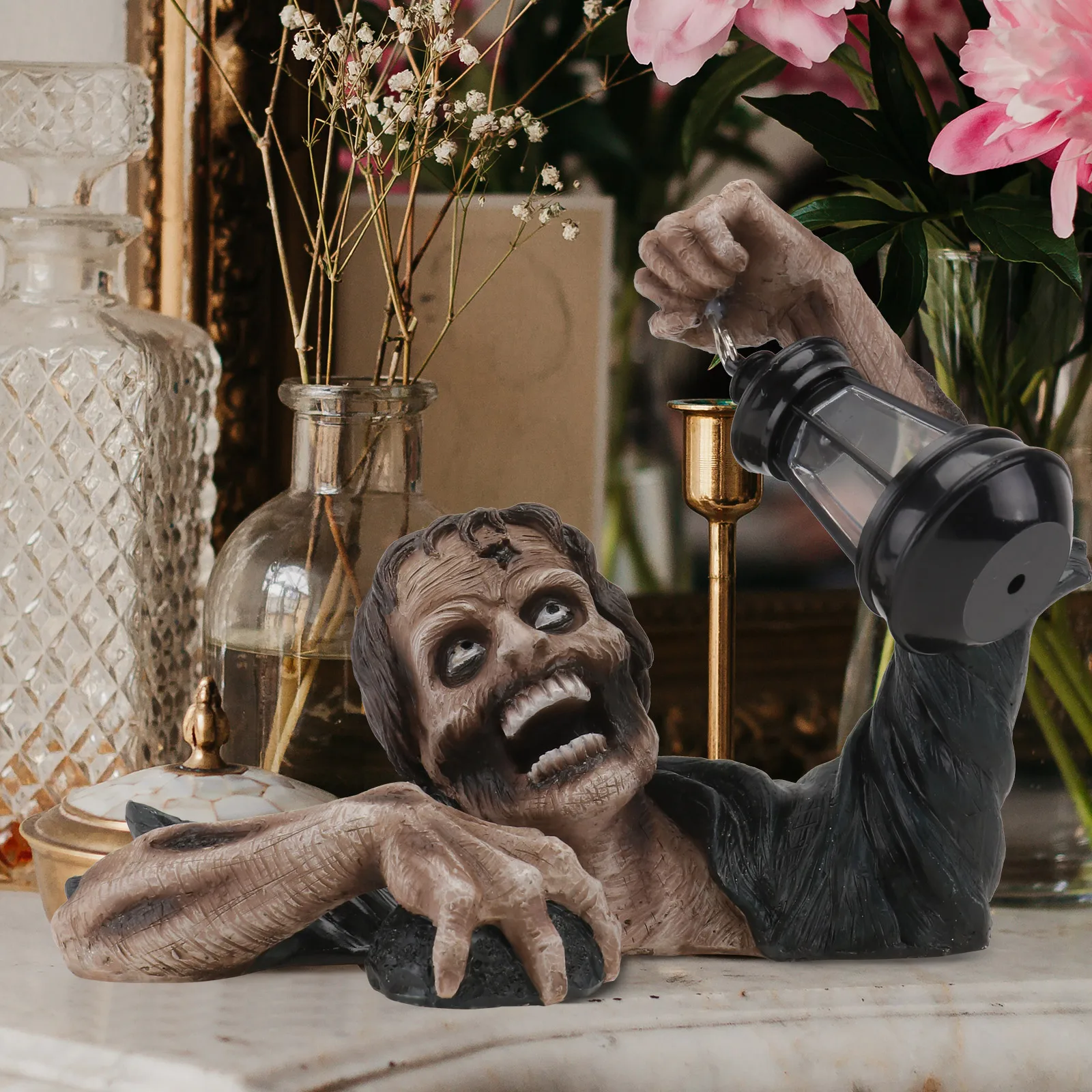 

1pc Creative Halloween Zombie Statue Sculpture Garden Ornament Yard Decoration Night Light Prop Artware Outdoor Home Festive