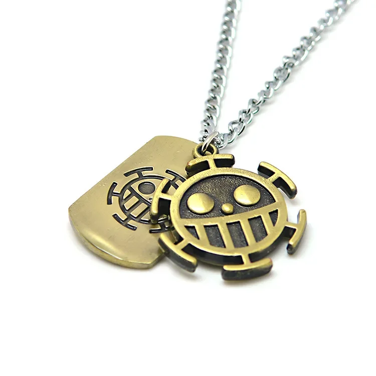 Anime One Piece Necklace Luffy Straw Hat And Skull Logo Dog Tag Pendant Men Fashion Choker Accessories Jewelry Figure Toys