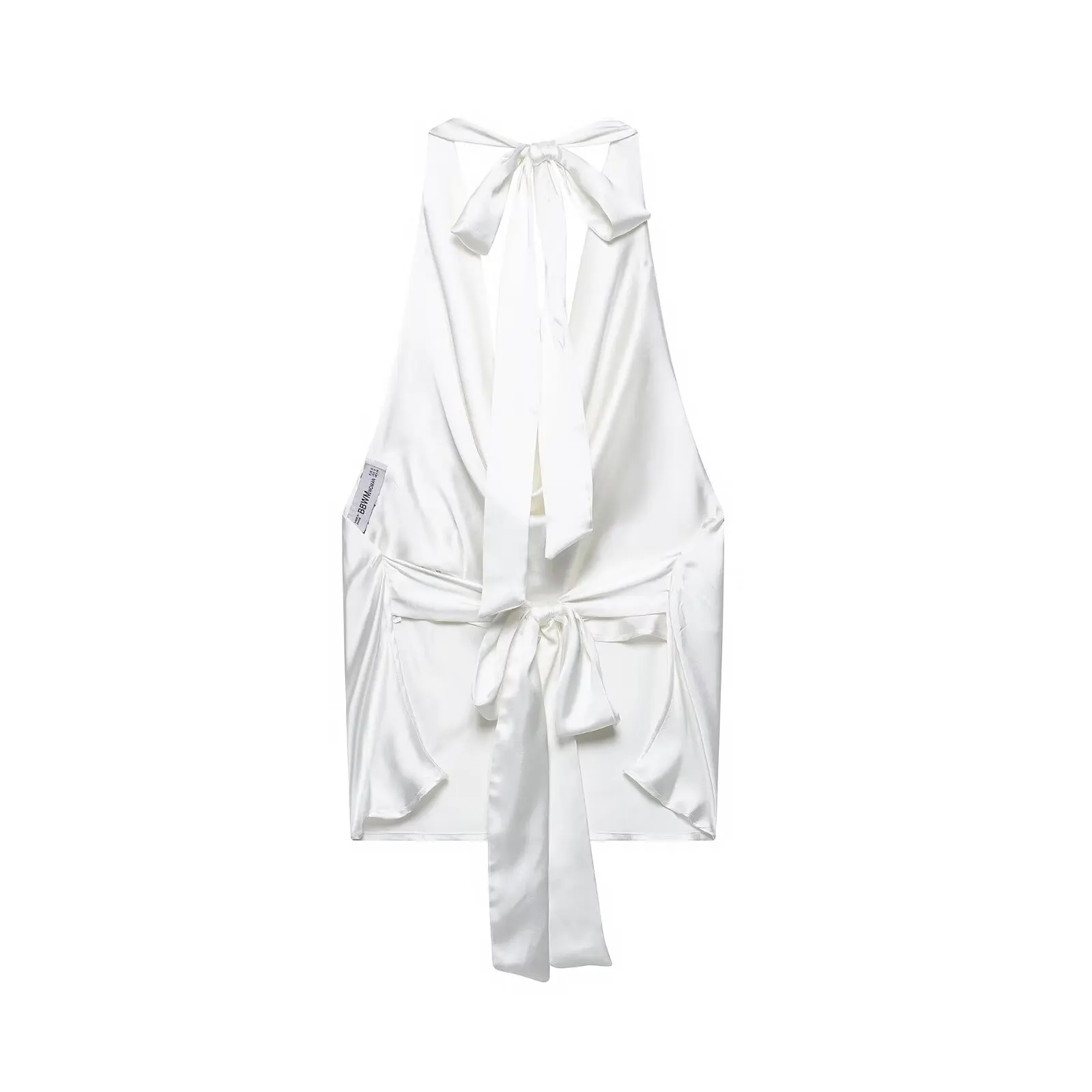 Zevity 2025 Frauen Sexy Ärmellose Backless Bogen Gebunden Soft Touch Bluse Weibliche FashionHalter Shirts Sommer Blusas Chic Tops LS9013