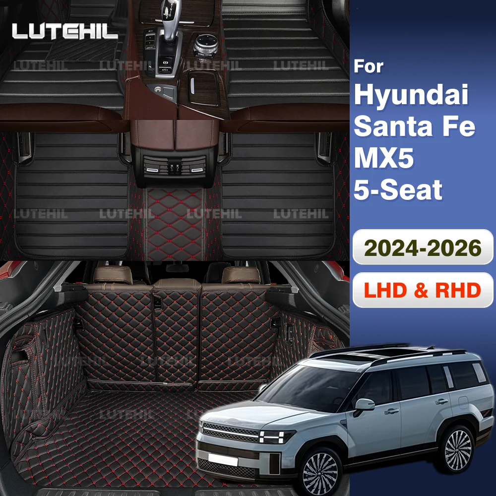 

Car Floor Mats For Hyundai Santa Fe MX5 5-Seat 2024 2025 2026 Trunk mat Cargo Liner Protection Custom Floor Liners Accessories