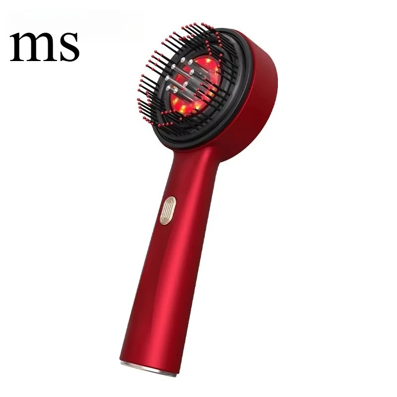 MS Electric Vibration Red Light Scalp Massage Brush Portable Essential Oil Hair Care Comb Home Daily Use