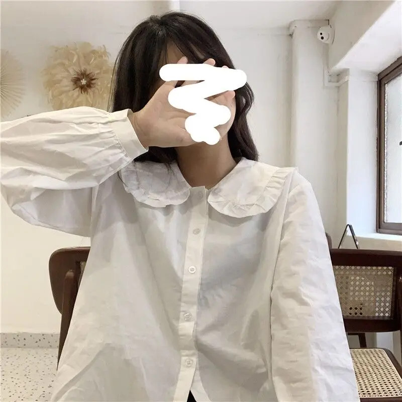 

Ele Long Sve Doll Collar Women's irt Design Sensation Faionable Spring Autumn Sweet Sle Pure Color Po...