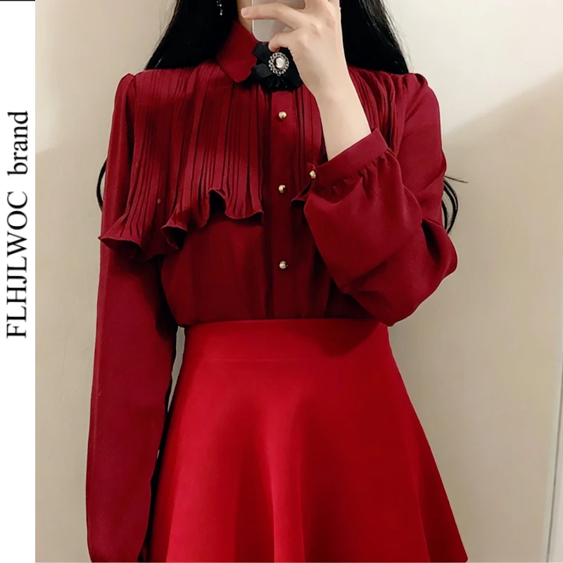 2026 Spring Women's Cute Sweet Vintage Ruffled Tops Hot Sales