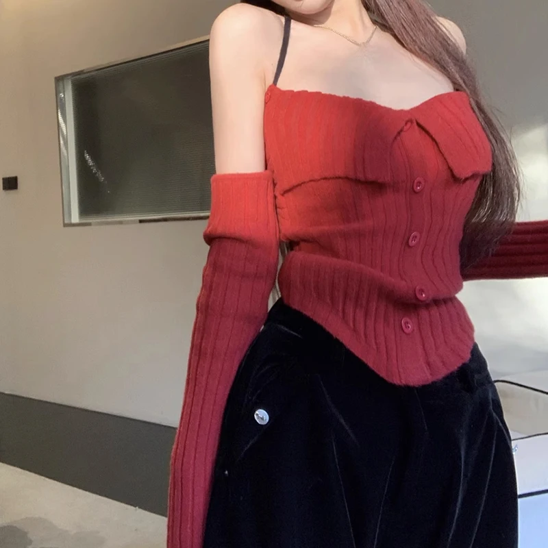 Spicy Girl Style Off Shoulder Sexy Cropped Sweater Women Slim Slash Neck Club Korean Style Fashion Pullover Knitwear Top