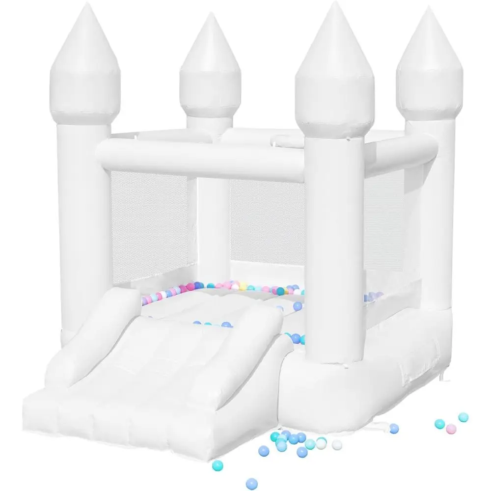 

Белый прыгающий домик, материал ПВХ, прыгающий домик для детей 3–6 лет с воздуходувкой, надувной домик для малышей 1-3 лет с горкой в помещении и на открытом воздухе