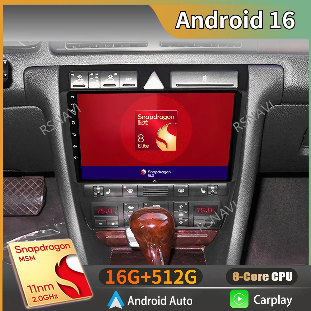 

Android 16 Carplay Auto For Audi A6 C5 1997 - 2004 S6 2 1999 - 2004 RS6 2002 - 2006 Car Radio GPS Player Multimedia Video Stereo
