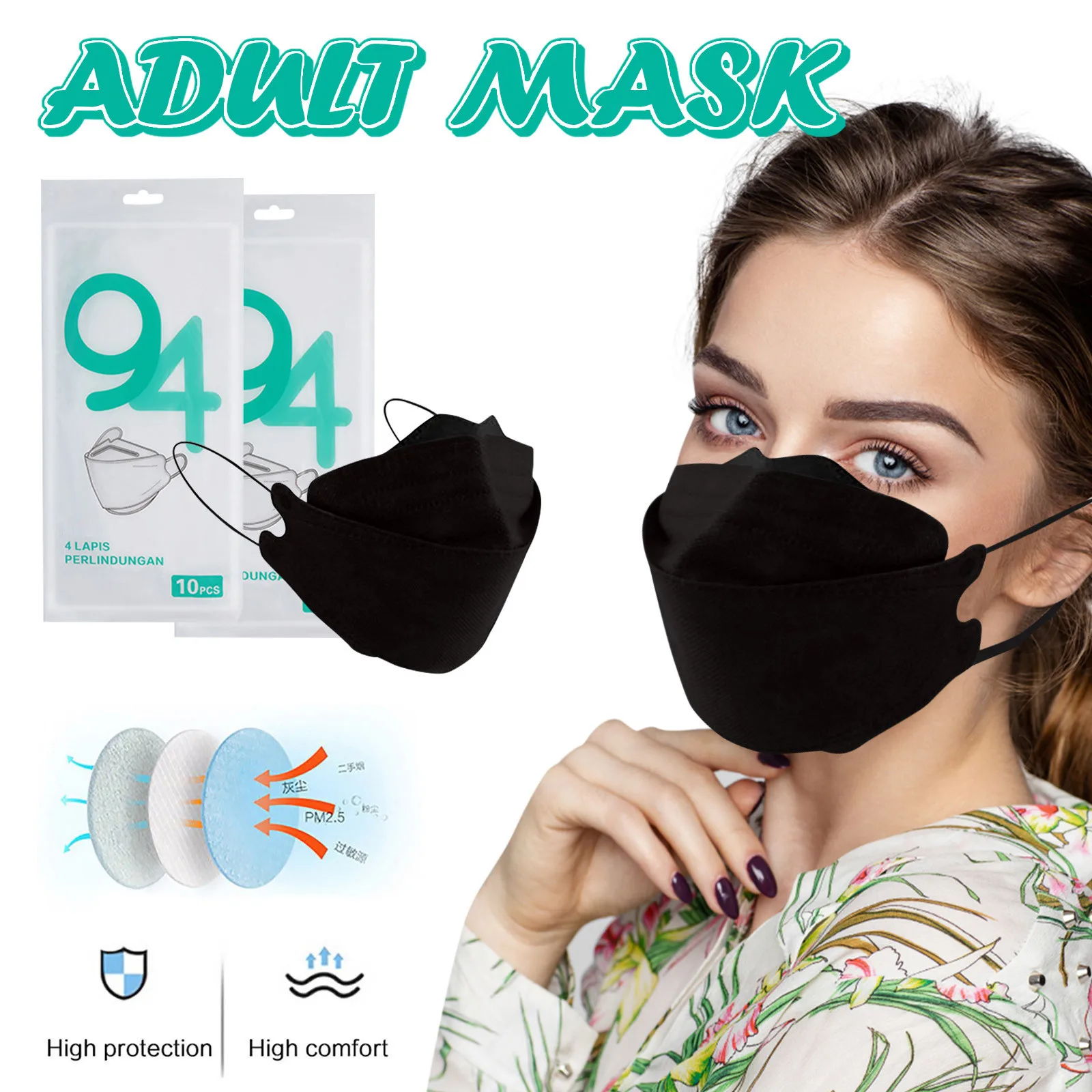 Maschera da esterno per adulti Droplet e prevenzione della foschia maschera per il viso in tessuto Non tessuto di pesce KF94 maschera per adulti a