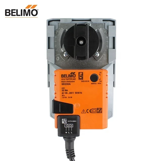 

Belimo original SR230A/ SR230A-5 20NM open-close Rotary actuator 20 Nm AC 100...240 V Open/close 3-point 90 s IP54 HVAC