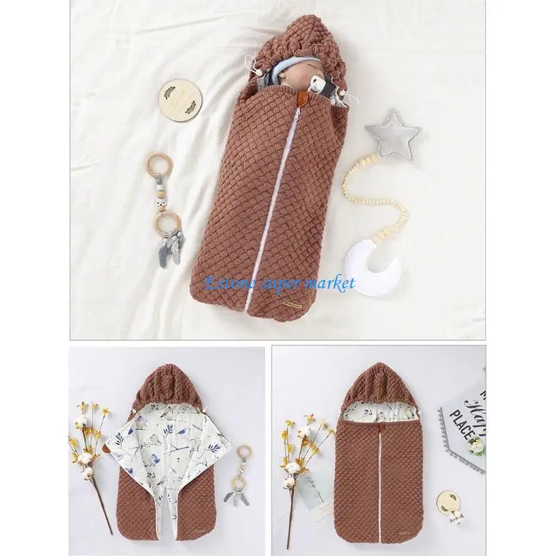 090B طفل مقنعين سستة عربة Footmuff كيس النوم محبوك المغلفات الخريف الشتاء كيس النوم الرضع حديثي الولادة قماش للف الرضع #2
