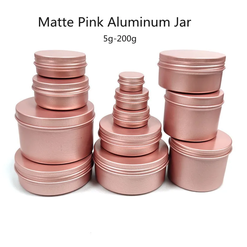 

10/30/50pcs 5-200ml Empty Aluminum Jar Matte Pink Cosmetic Aluminum Can Cream/ Tea /Food Cans Storage Sealed Metal Container