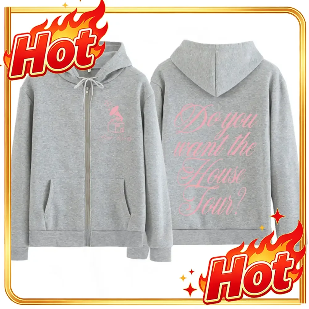 Sabrina Carpenter House Tour 2025 Print Zipper Hoodie Men Fashion Casual Jacket Loose Aesthetics Zip Up Sweatshirt Fan Gifts Top
