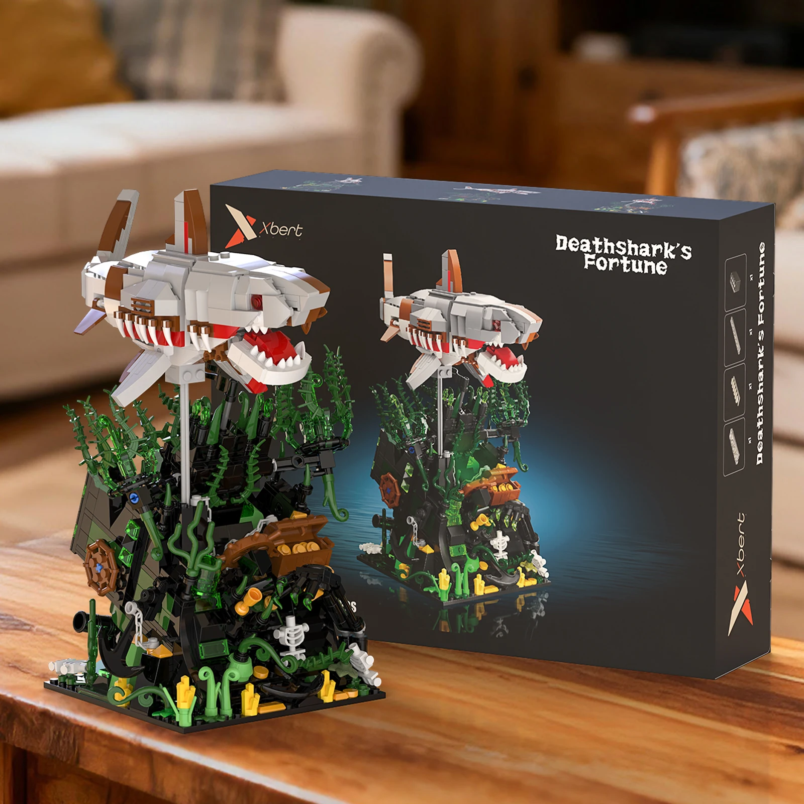 1014 Piezas de Bloques de Construcción de Tiburón Esqueleto de Naufragio, Modelo de Pirata DIY MOC, Juguetes Creativos para Niños, Decoración de Escritorio Genial