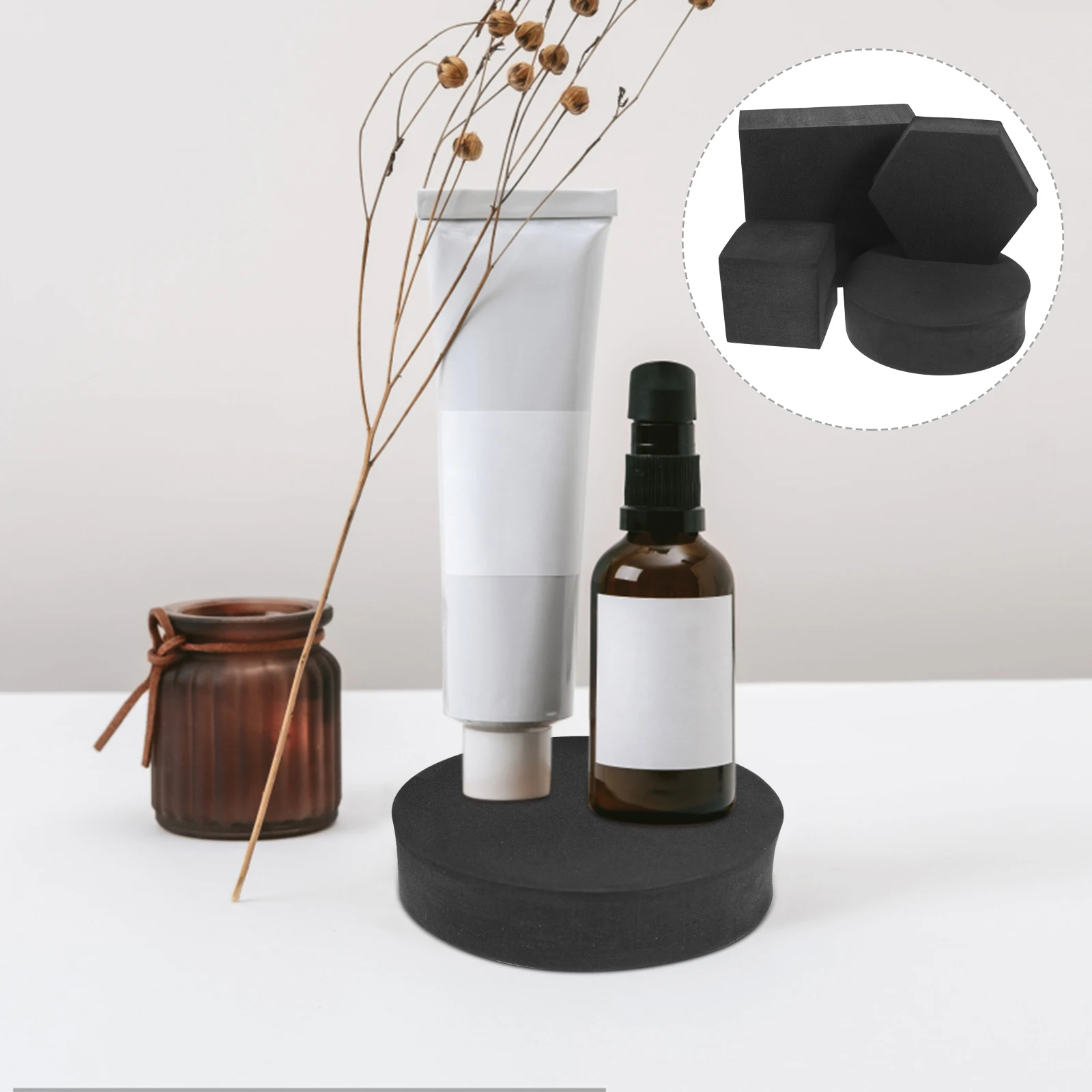 

4 Pcs Geometry Cube Props Gray Foam Cubes 5x5x5 10x10x4 10x3 9x2 for Product Photography Makeup Jewelry Photo Shooting