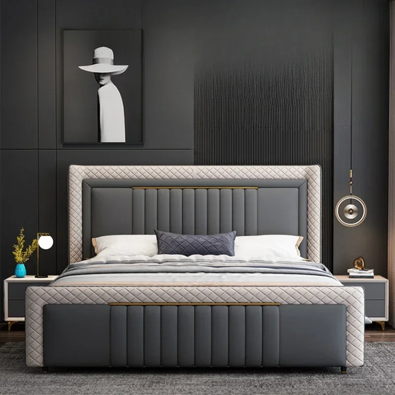 Aesthetic Luxury Double BedFrame Black Wood Storage King Size Twin Bed Frame Modern Platform Cama Box Casal Nordic Furniture