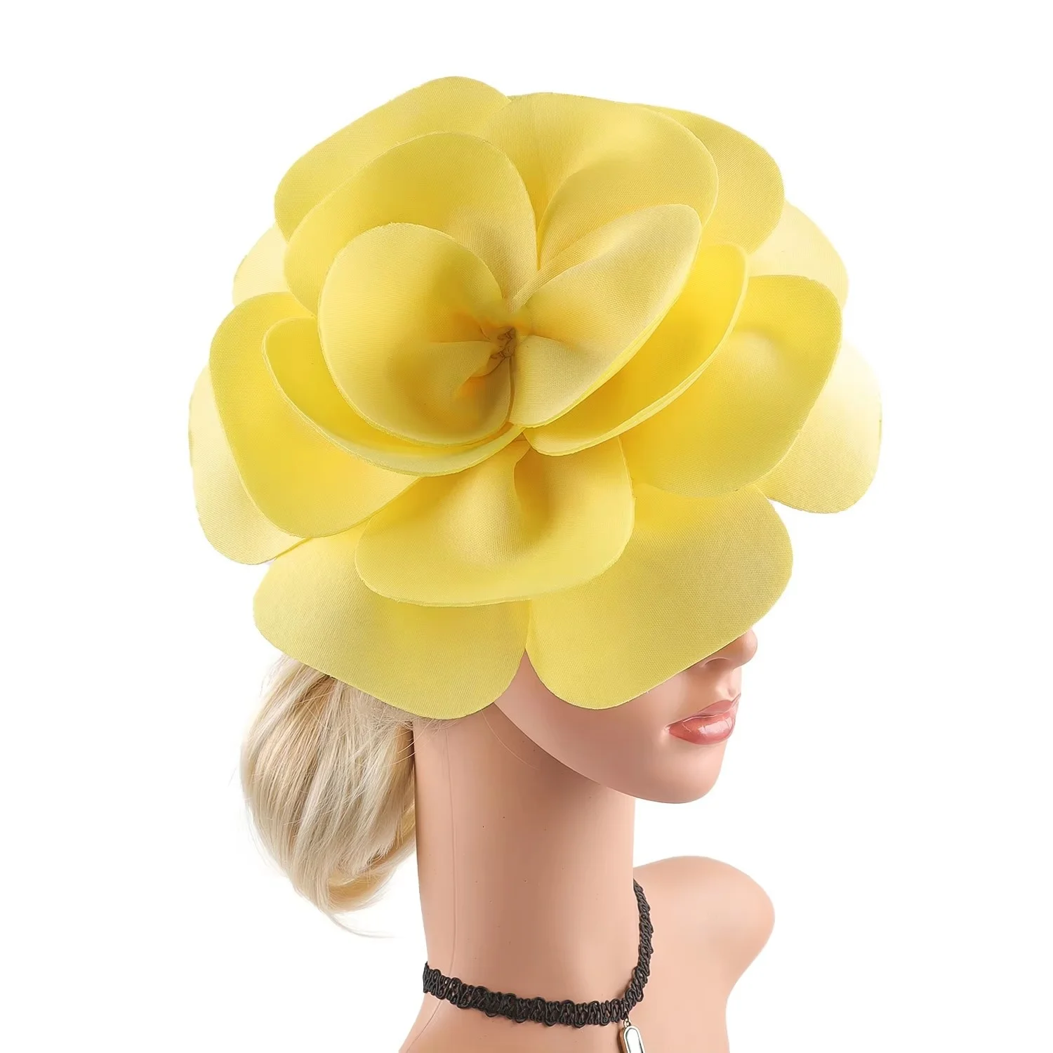 Übertriebener großer Rosenblüten-Haarschmuck, Fascinator-Hut für Damen, Haaraccessoires für Hochzeit, Teeparty, Kentucky Derby, Braut. – Detail 5