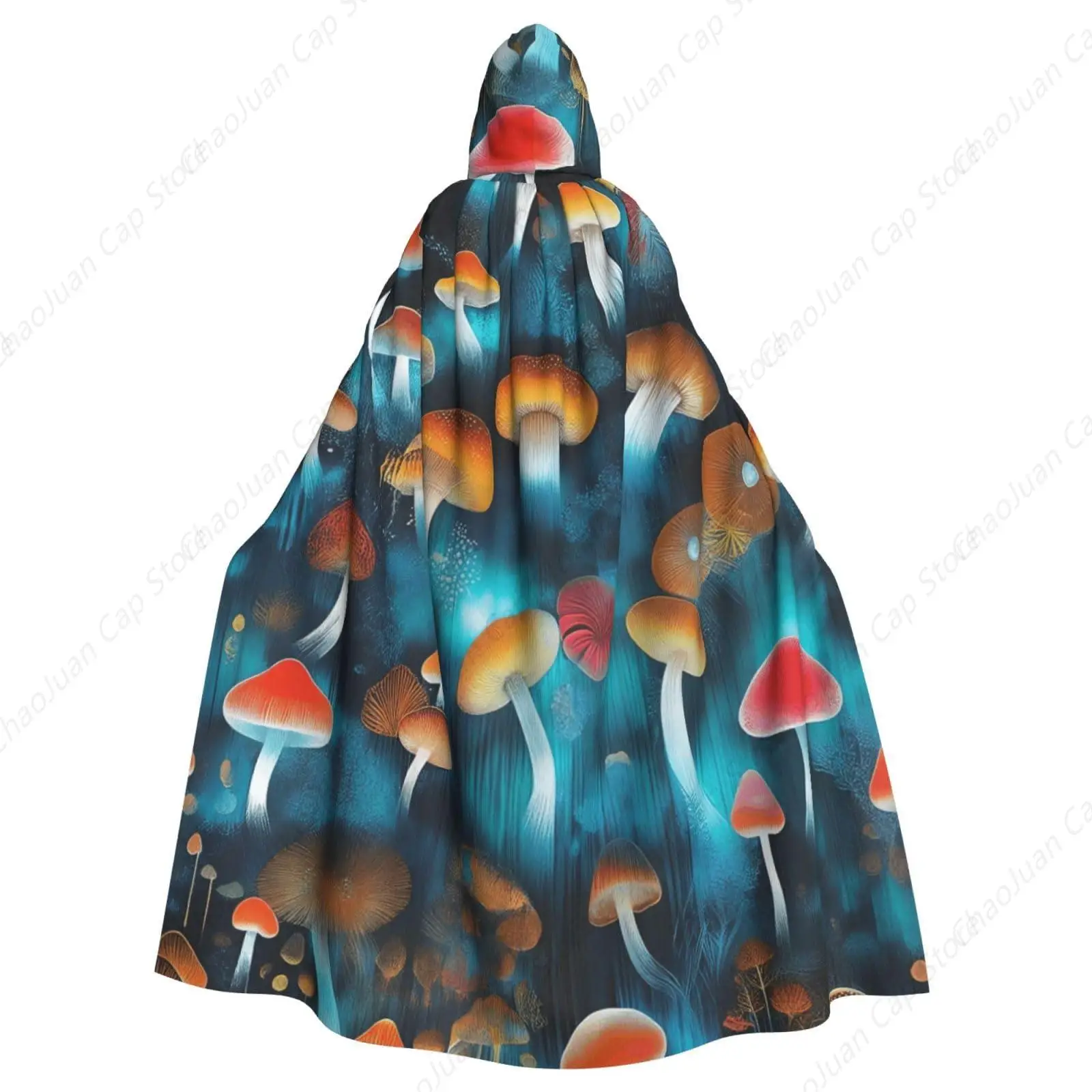 

Full Length Hooded Cloak Hooded Cape Cosplay Costume Decoration Compatible with Witch Mystery Magic Mushroom, Halloween