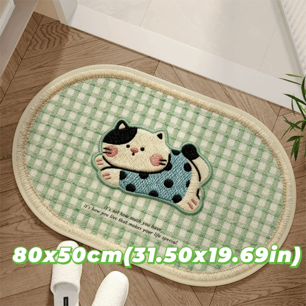 

Cute Soft Absorben 3D Kitten Rug Cartoon Washable Carpet Non-slip Door Mat Living Room