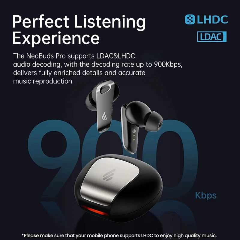 Edifier Neobuds Pro TWS Wireless Bluetooth Earphone Hybrid ANC Hi-Res certified Knowles Balanced LHDC LDAC decoding Tri-MIC