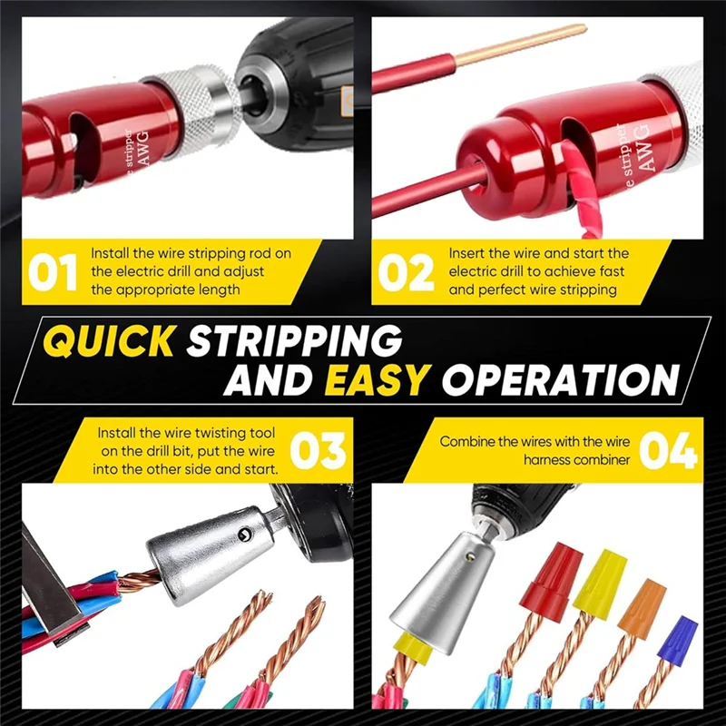 

PORK-Wire Stripper Fordrill Wire Twister Tool Fordrill Electrical Tool Wire Nut Twister