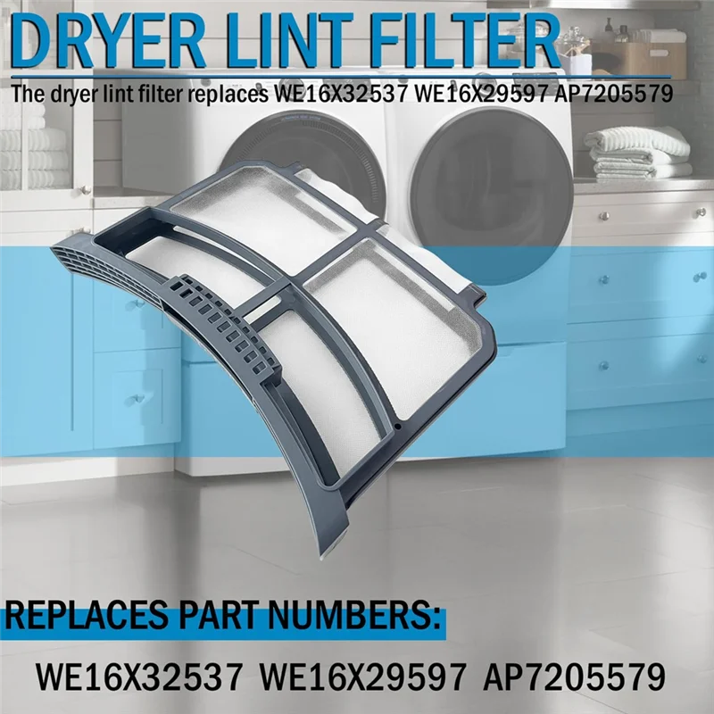 ABBK-Dryer Lint Filter Trap Screen مناسب لمجفف الملابس GE، مصفاة الوبر للمجفف تحل محل WE16X32537 WE16X29597 AP7205579
