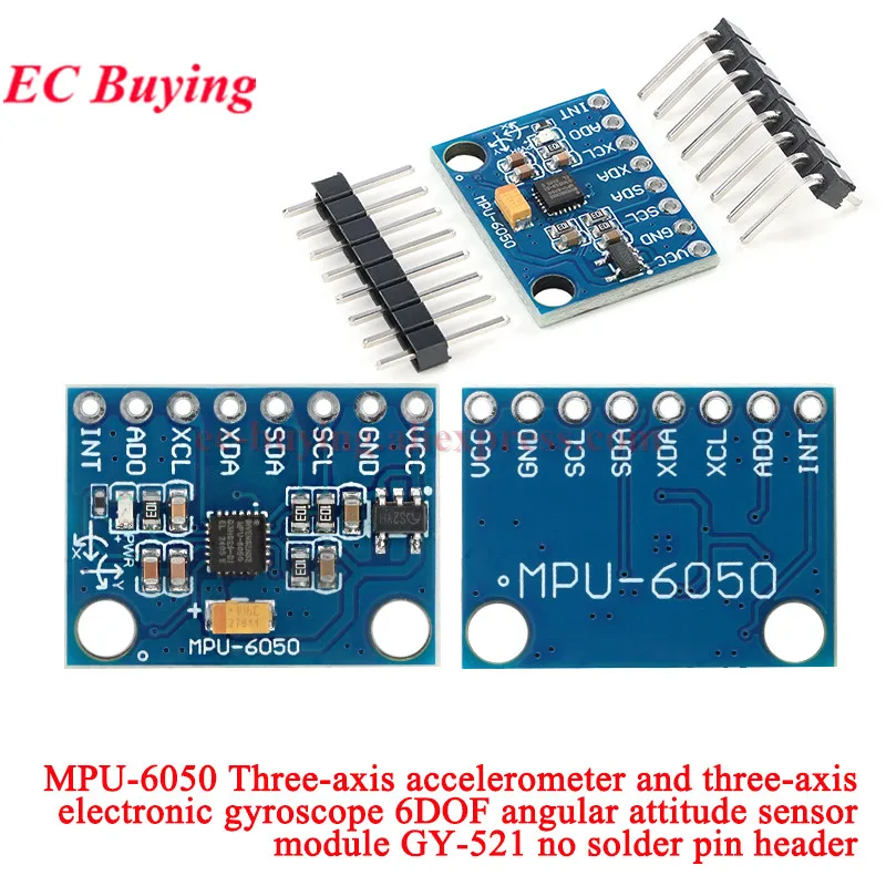 1-10Pcs GY-521 MPU-6050 MPU6050 3-achsen Analog Gyroskop + drei Beschleunigungsmesser 6DOF Sensor Modul IIC I2C SPI Für Arduino DC 3V-5V – Detail 5