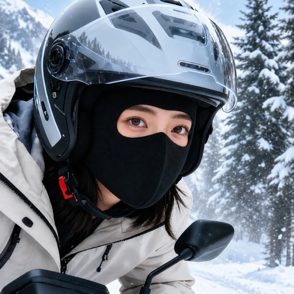 Soft Winter Cycling Face Mask Windproof Thickened Outdoor Sunscreen Mask Sweat-Absorbent Solid Color Full Face Mask Men Women