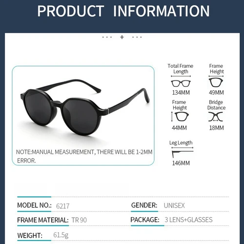 Imagen 2 del producto YIMARUILI gafas con Clip magnéticas polarizadas a la moda para hombres y mujeres TR90 gafas graduadas ópticas poligonales de tamaño pequeño