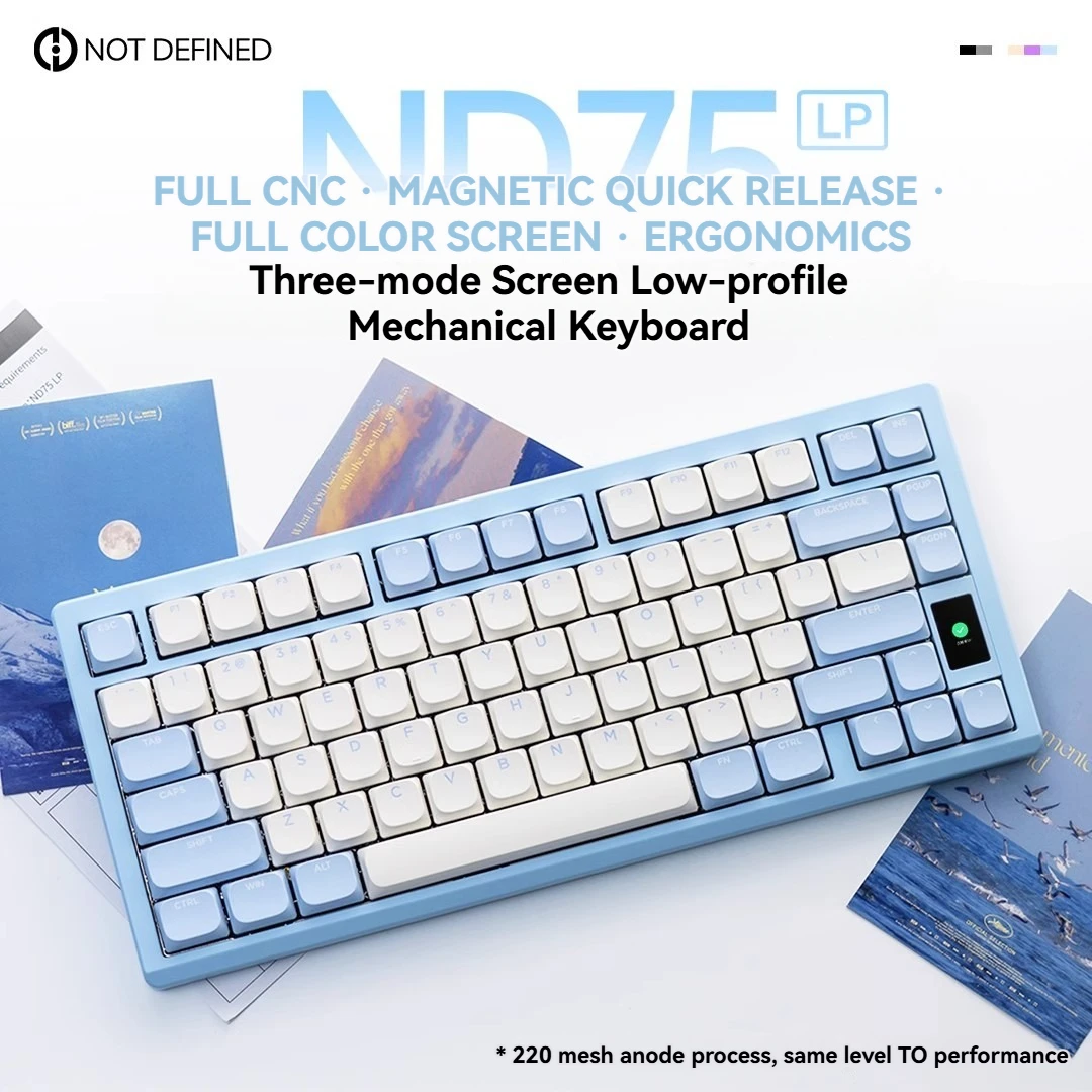 

Not Defined ND75LP Mechanical Keyboard Gasket 3-Mode Wireless with DIY Screen RGB CNC Aluminum Ultra Slim Office/Gaming Keyboard