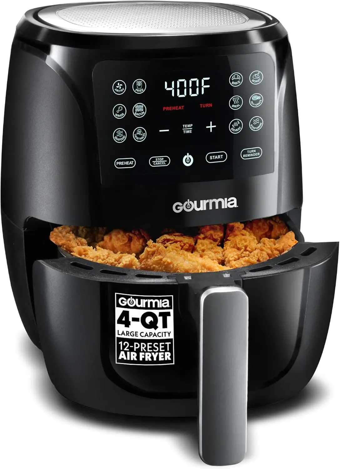 Compact 4 Qt Digital Air Fryer - 8 Preset Programs for Roasting, Baking, Broiling, Dehydrating, Dishwasher Safe Accessories, Spa