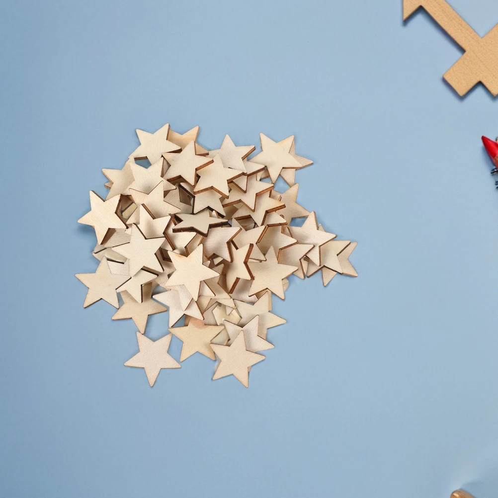 

300 Pcs Wood Chip Decorations Craft Slices Painting Unfinished Ornaments Blank Wooden Stars DIY Projects Christmas Weddings