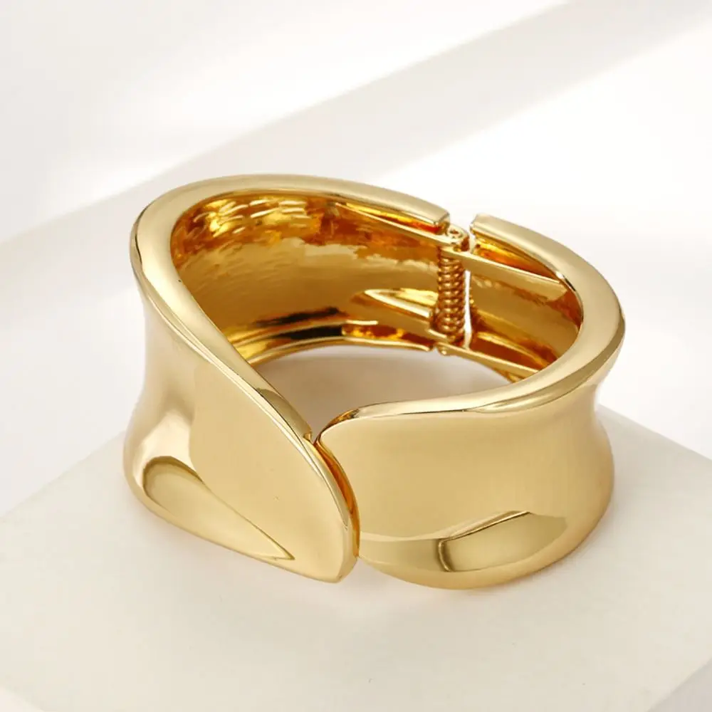 Simple Metal Irregular Wide Open Bangle Europe American Style Alloy Cuff Bangles Minority Design Gift